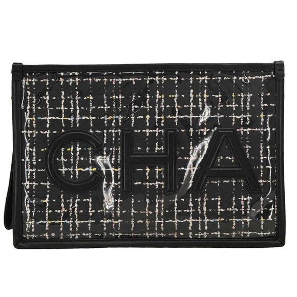 Chanel Black Lambskin PVC Clutch Bag - Picture 1 of 10